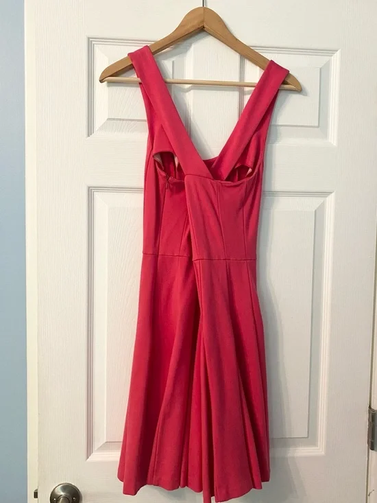 Banana Republic Ponte Skater Dress Fit Flare Women 4 Criss Cross Back Pink - Picture 4 of 4